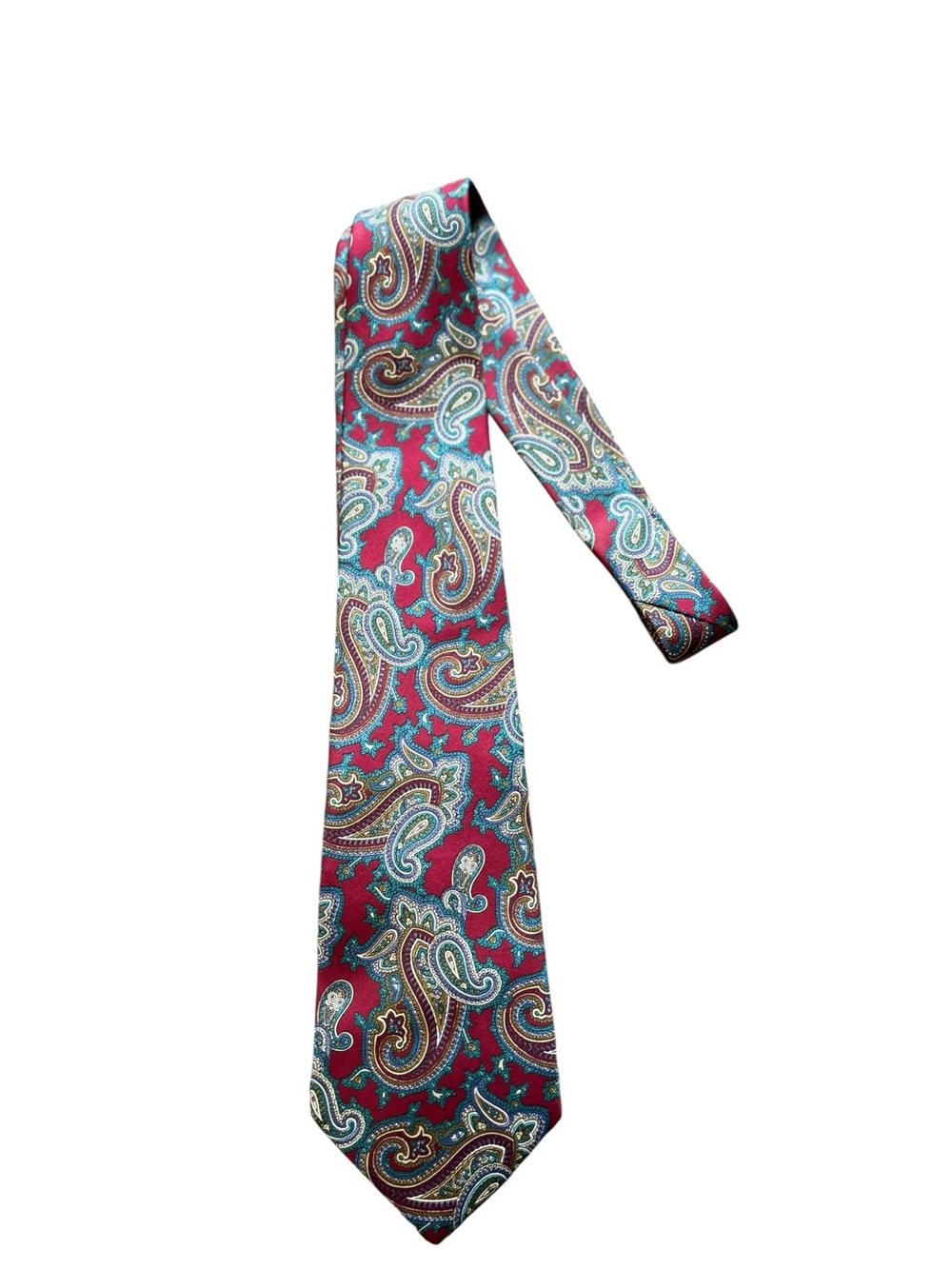 Vintage Sheaf & Caber Paisley Silk Magenta Blue Retro